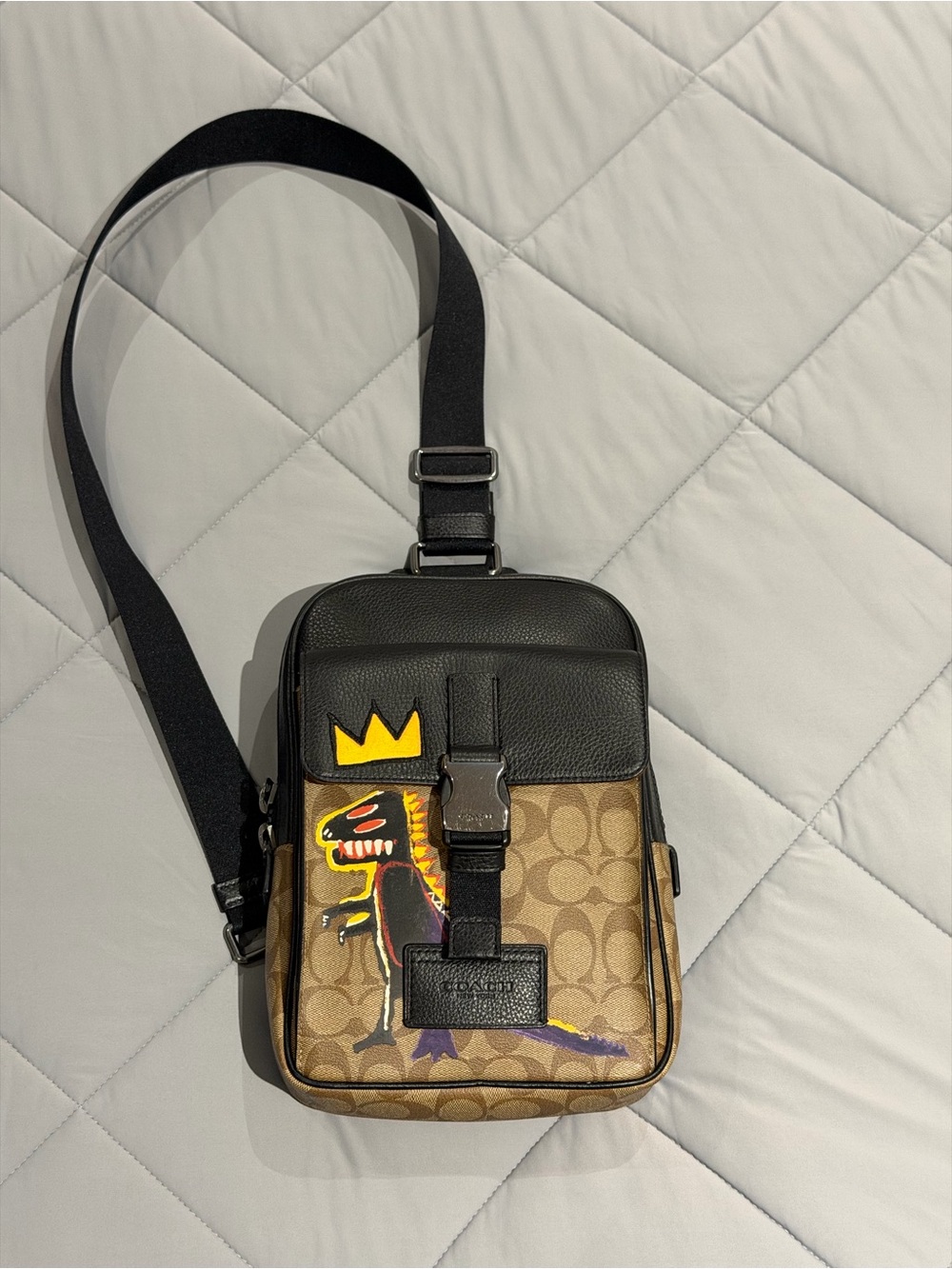 Coach X Jean Michel Basquiat Track Crossbody Bag In Signature Canvas - Picture 1 of 11